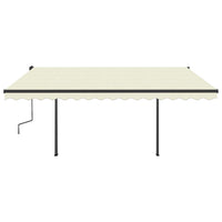 Tenda da Sole Retrattile Manuale con Pali 4,5x3,5 m Crema cod mxl 68750