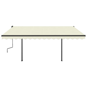 Tenda da Sole Retrattile Manuale con Pali 4,5x3,5 m Crema cod mxl 68750