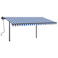 Tenda da Sole Retrattile Manuale con LED 4,5x3,5 m Blu e Bianca 3070241