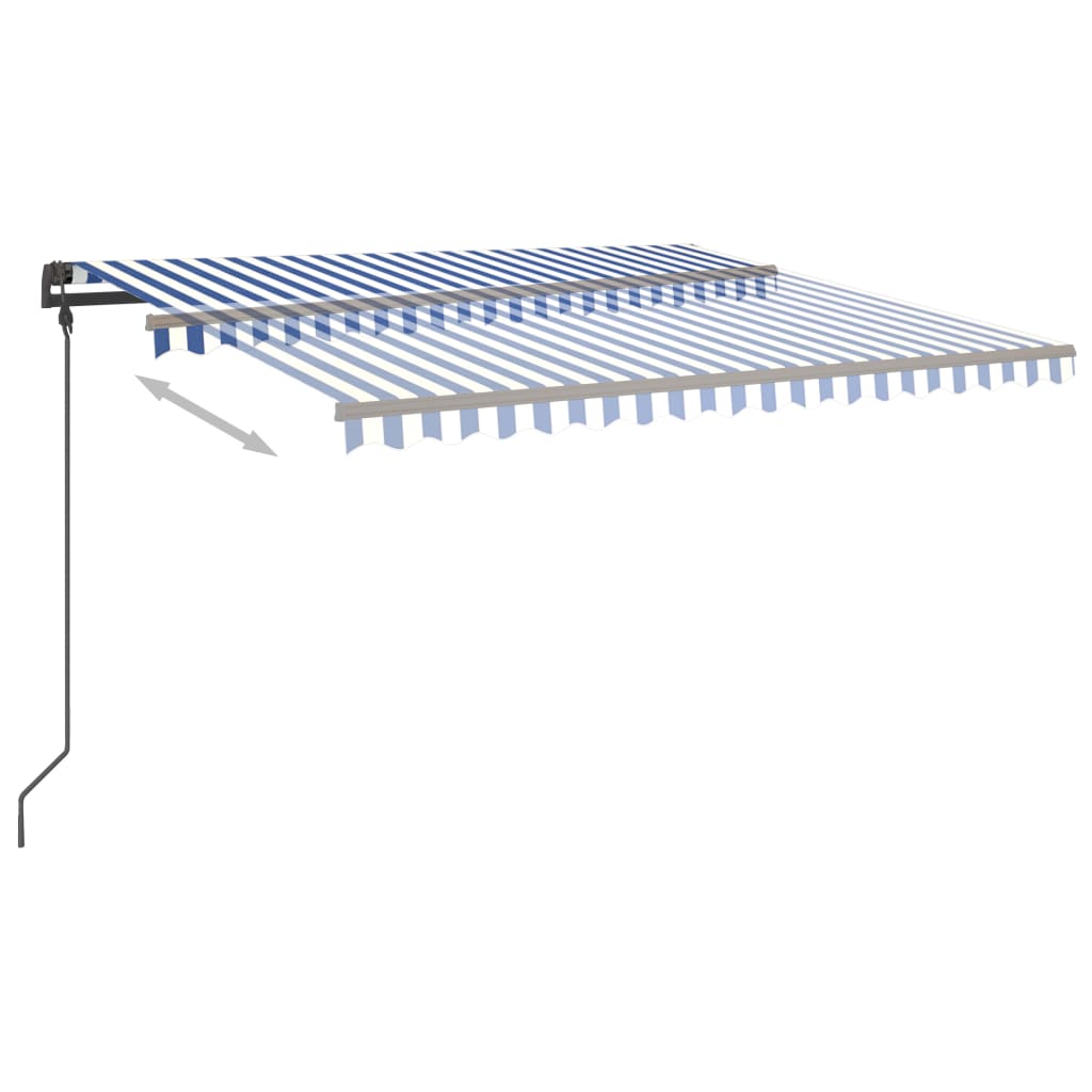 Tenda da Sole Retrattile Manuale con LED 4,5x3,5 m Blu e Bianca 3070241