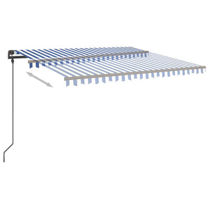 Tenda da Sole Retrattile Manuale con LED 4,5x3,5 m Blu e Bianca 3070241
