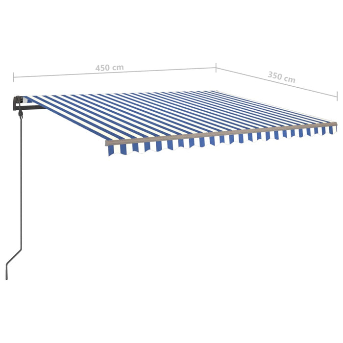Tenda da Sole Retrattile Manuale con LED 4,5x3,5 m Blu e Bianca 3070241
