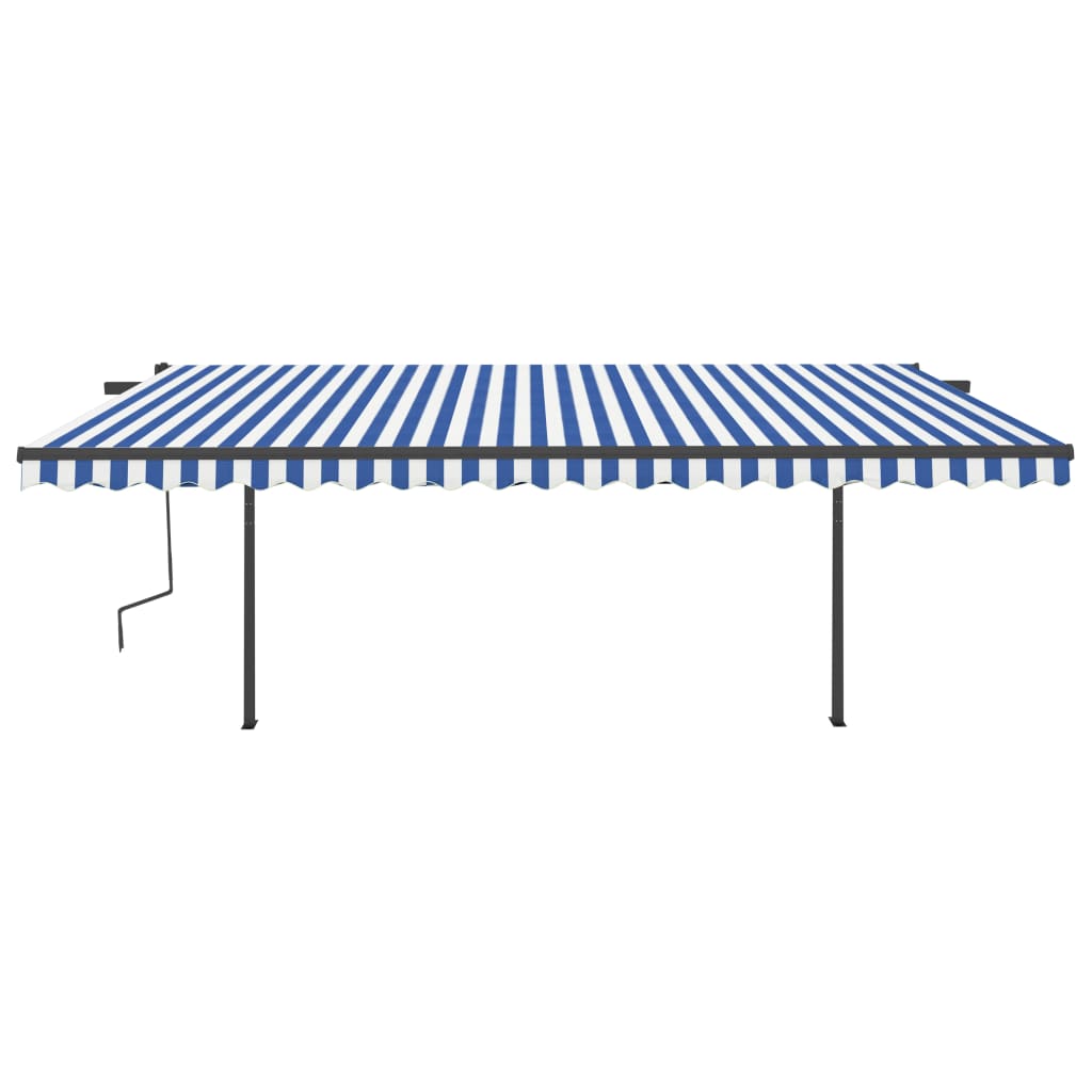 Tendada Sole Retrattile Manuale con Pali 5x3,5m Blu e Biancacod mxl 96707