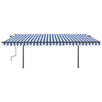 Tendada Sole Retrattile Manuale con Pali 5x3,5m Blu e Biancacod mxl 96707