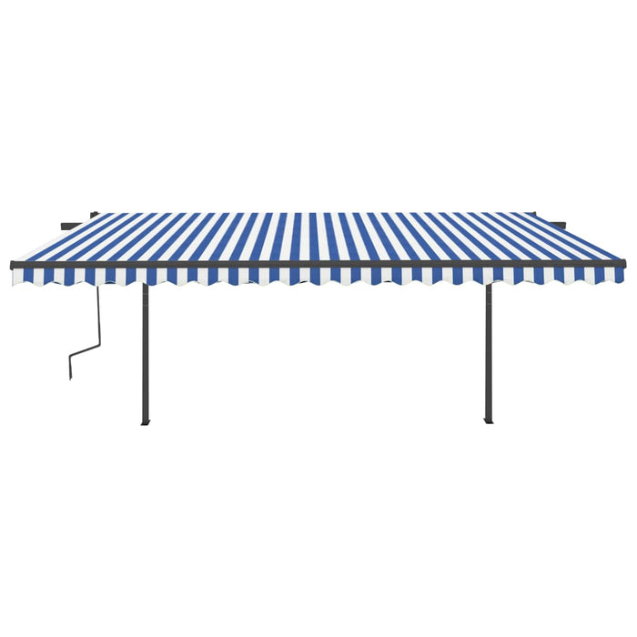 Tendada Sole Retrattile Manuale con Pali 5x3,5m Blu e Biancacod mxl 96707