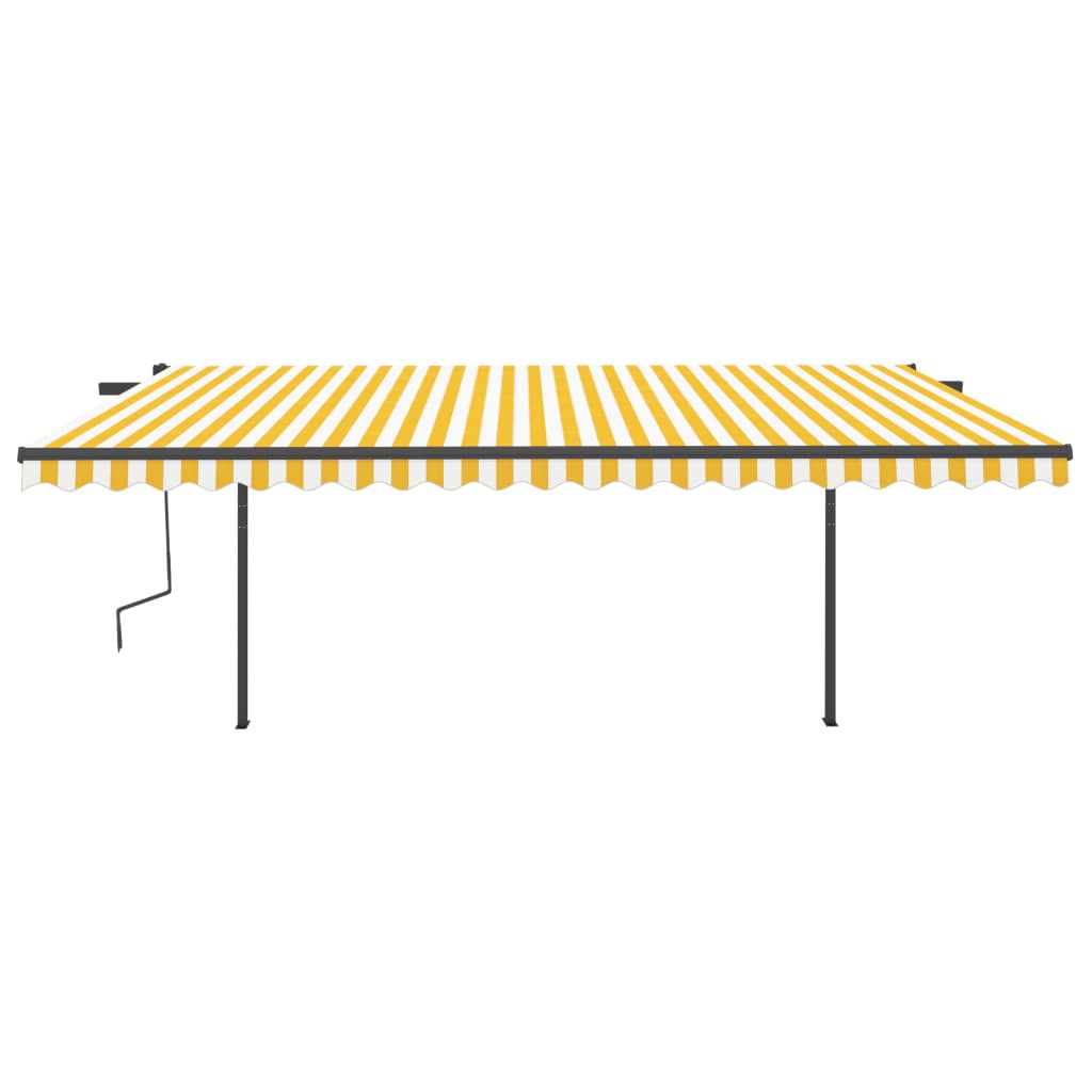 Tenda da Sole Retrattile Manuale con Pali 5x3,5 m Gialla Bianca 3070258