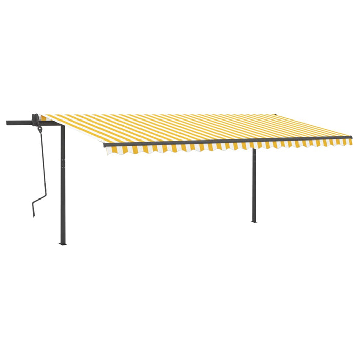 Tenda da Sole Retrattile Automatica Pali 5x3,5 m Gialla Bianca 3070268