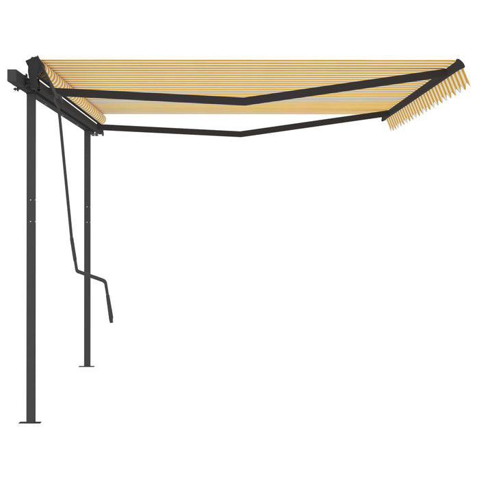Tenda da Sole Retrattile Automatica Pali 5x3,5 m Gialla Bianca 3070268