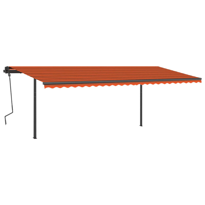 Tenda Retrattile Manuale con LED 6x3,5 m Arancione e Marrone 3070285