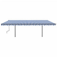 Tenda da Sole Retrattile Automatica con Pali 6x3,5 m Blu Bianca 3070286