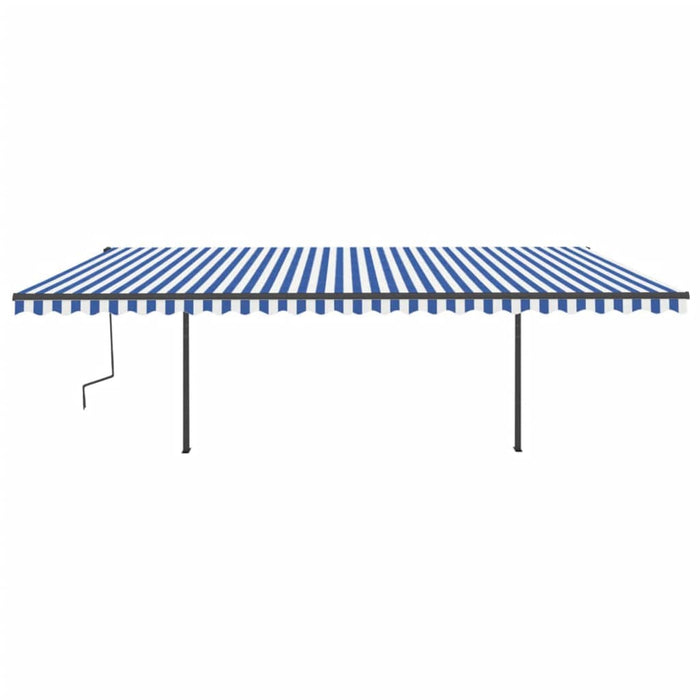 Tenda da Sole Retrattile Automatica con Pali 6x3,5 m Blu Bianca 3070286