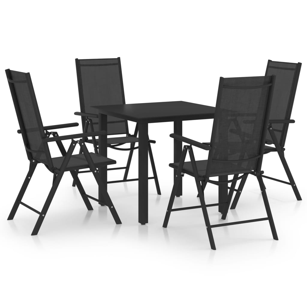 Set Mobili da Pranzo per Giardino 5 pz in Alluminio Nero cod mxl 76339