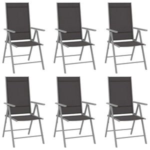 Set Mobili da Pranzo per Giardino 7 pz Alluminio Argento e Nero 3070636