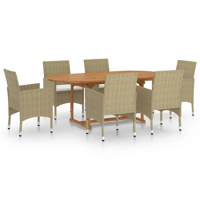 Set Mobili da Pranzo per Giardino 7 pz in Polyrattan Beige 3070753