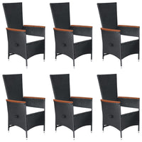 Set Mobili da Pranzo per Giardino 7 pz in Polyrattan Nero cod mxl 36988