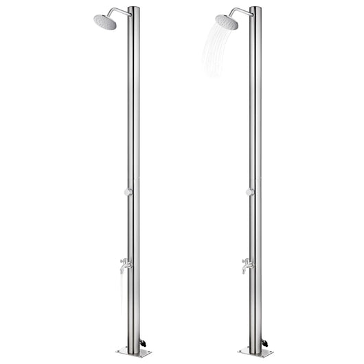 Doccia da Giardino con Base Marrone 220 cm in Acciaio Inox 3070778