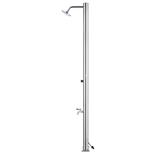 Doccia da Giardino con Base Grigia 220 cm in Acciaio Inox 3070783