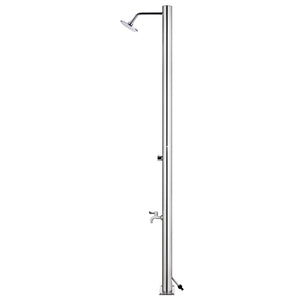 Doccia da Giardino con Base Marrone 220 cm in Acciaio Inox 3070788