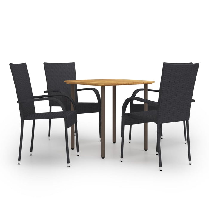 Set Mobili da Pranzo Giardino 5 pz in Polyrattan Nero cod mxl 35933