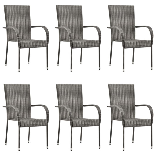 Set da pranzo da giardino mobili da esterno 7 pezzi in resina midollino grigio 02_0014047