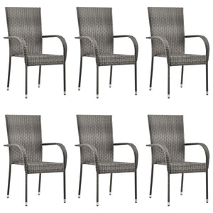 Set Mobili da Pranzo Giardino 7 pz in Polyrattan Grigio 3072503