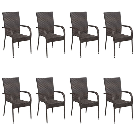 Set Mobili da Pranzo Giardino 9 pz in Polyrattan Grigio 3072504