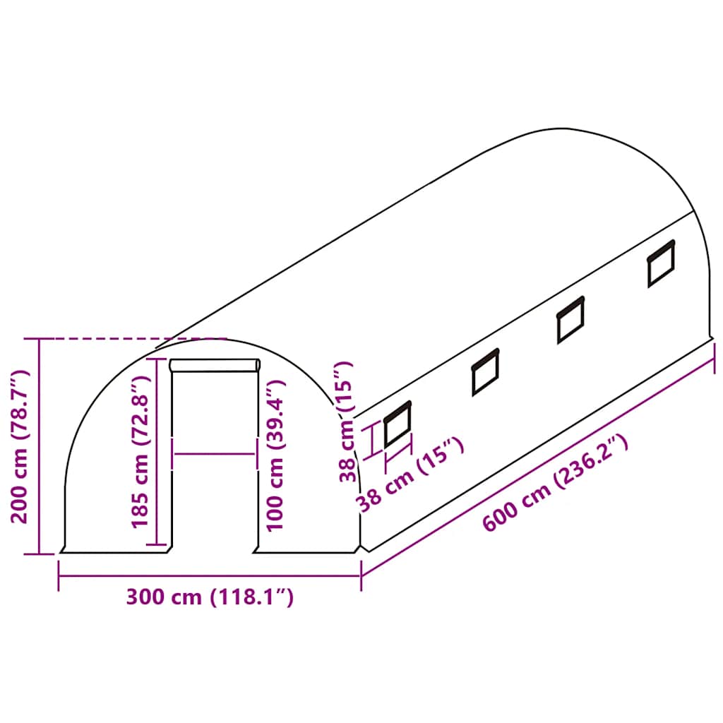 Telo di Ricambio per Serra (18 m²) 300x600x200 cm Verde 316431