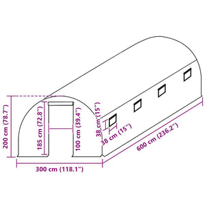 Telo di Ricambio per Serra (18 m²) 300x600x200 cm Verde 316431