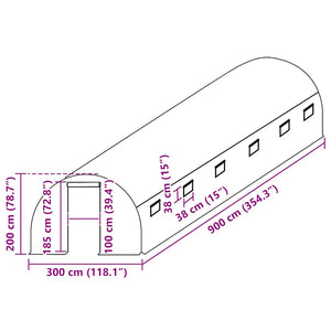 Telo di Ricambio per Serra (27 m²) 300x900x200 cm Verde 316432