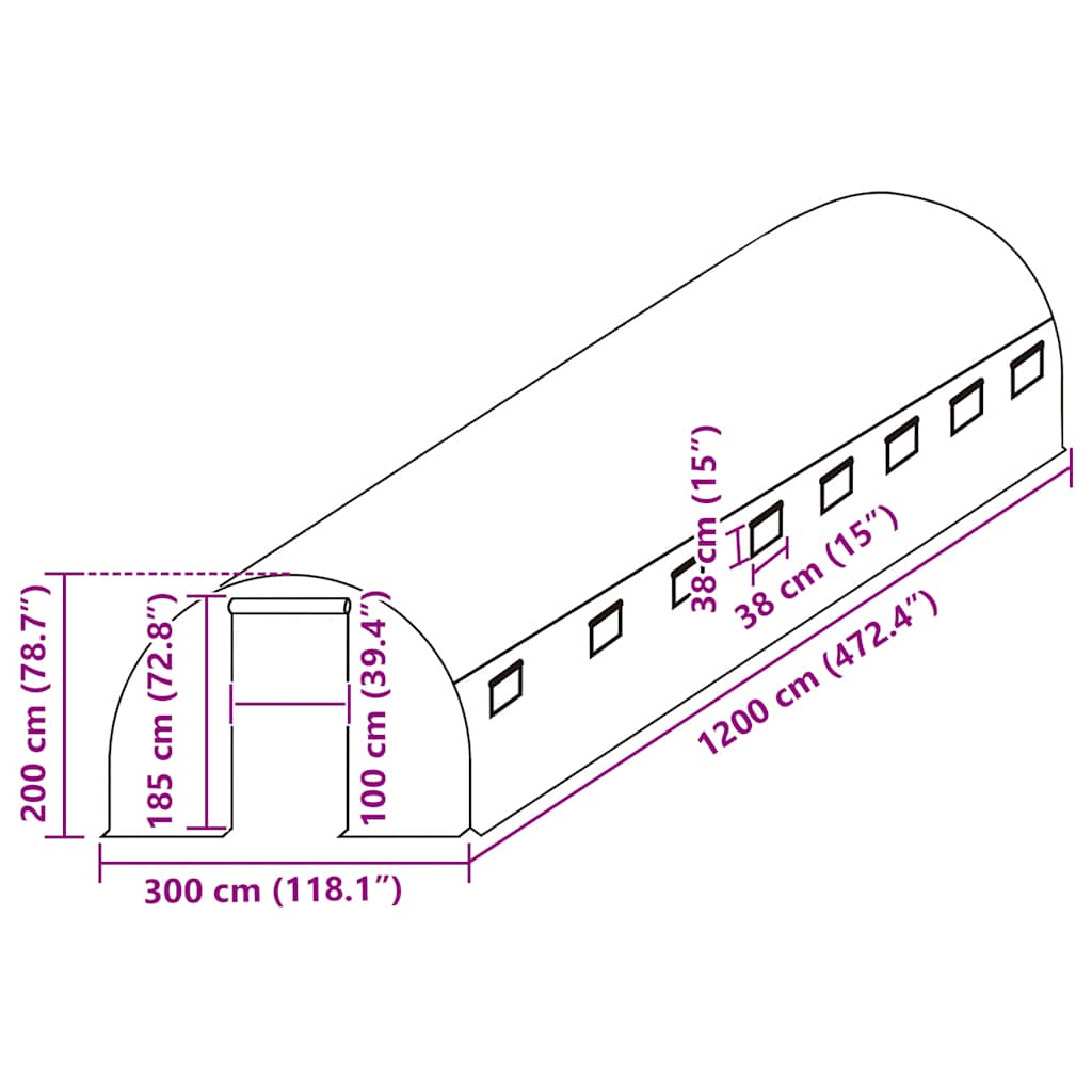 Telo di Ricambio per Serra (36 m²) 3x12x2 m Trasparente 316439