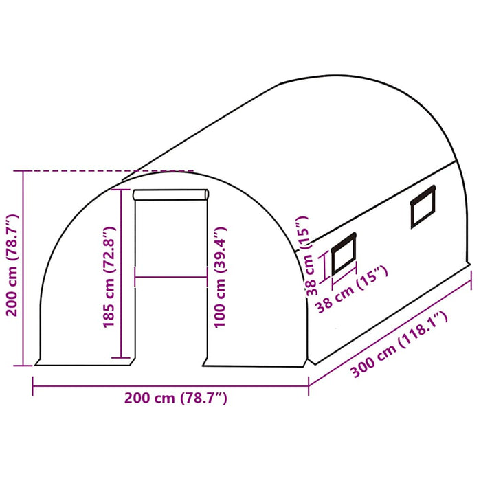 Telo di Ricambio per Serra (6 m²) 200x300x200 cm Verde 316442