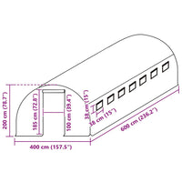 Telo di Ricambio per Serra (24 m²) 400x600x200 cm Verde 316445