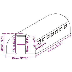 Telo di Ricambio per Serra (24 m²) 400x600x200 cm Verde 316445