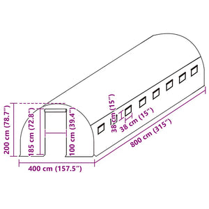 Telo di Ricambio per Serra (32 m²) 400x800x200 cm Verde 316446