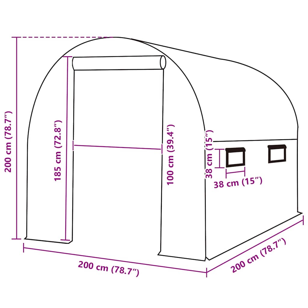 Telo di Ricambio per Serra (4 m²) 200x200x200 cm Verde 316447