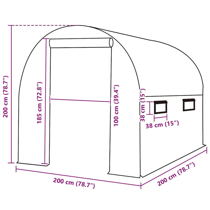 Telo di Ricambio per Serra (4 m²) 200x200x200 cm Verde 316447