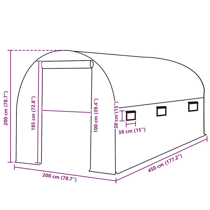 Telo di Ricambio per Serra (9 m²) 200x450x200 cm Verde 316449