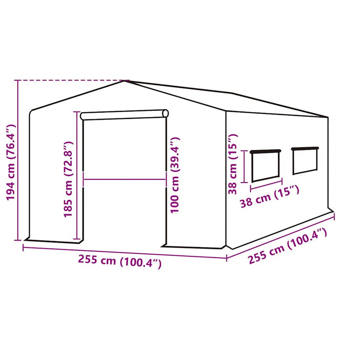 Telo di Ricambio per Serra (6,5025 m²) 255x255x194 cm Verde 316450