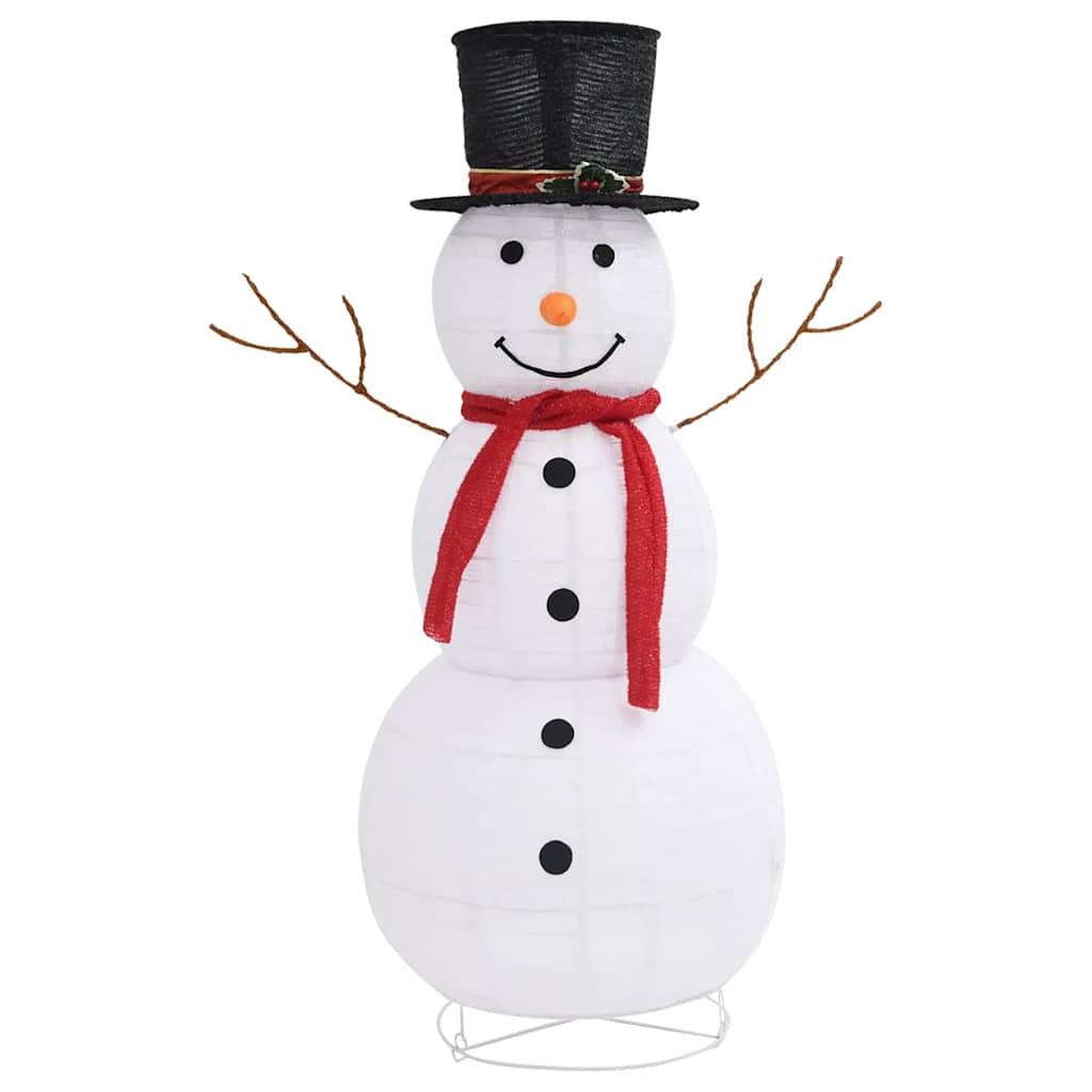 Figura Natalizia Pupazzo di Neve a LED Tessuto Pregiato 120 cm