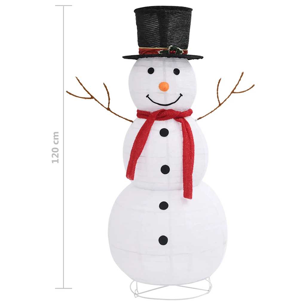 Figura Natalizia Pupazzo di Neve a LED Tessuto Pregiato 120 cm