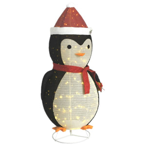 Figura Decorativa Pinguino Natale con LED Tessuto Lusso 180cm 329764
