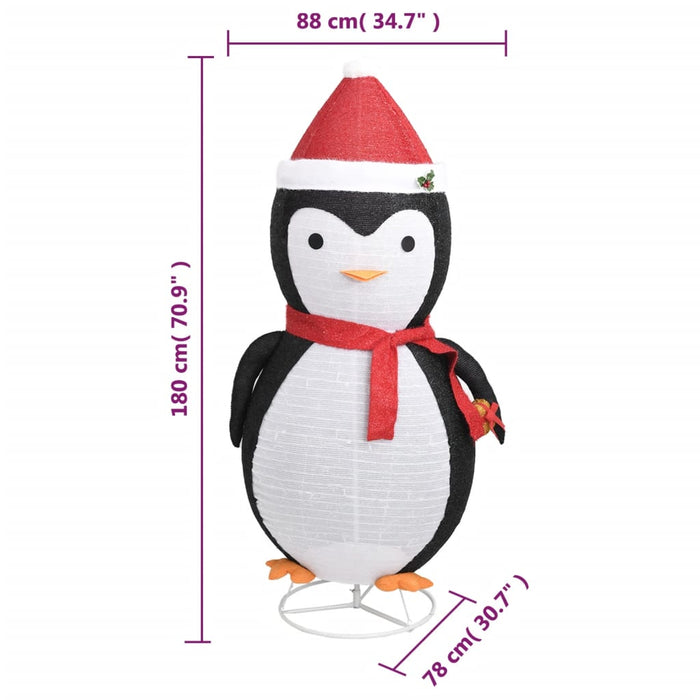 Figura Decorativa Pinguino Natale con LED Tessuto Lusso 180cm 329764