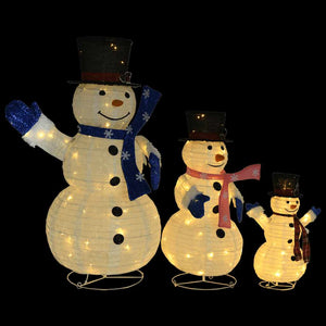 Figure Decorative Famiglia di Pupazzi di Neve LED Tessuto Lusso 329765