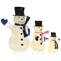 Figure Decorative Famiglia di Pupazzi di Neve LED Tessuto Lusso 329765