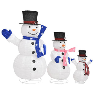 Figure Decorative Famiglia di Pupazzi di Neve LED Tessuto Lusso 329765