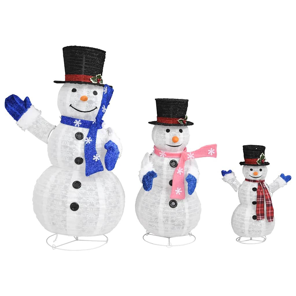Figure Decorative Famiglia di Pupazzi di Neve LED Tessuto Lusso 329765