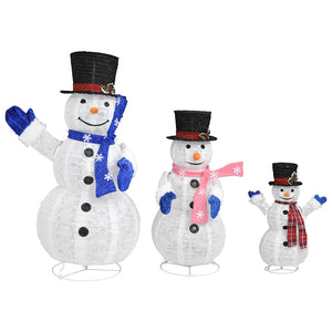 Figure Decorative Famiglia di Pupazzi di Neve LED Tessuto Lusso 329765