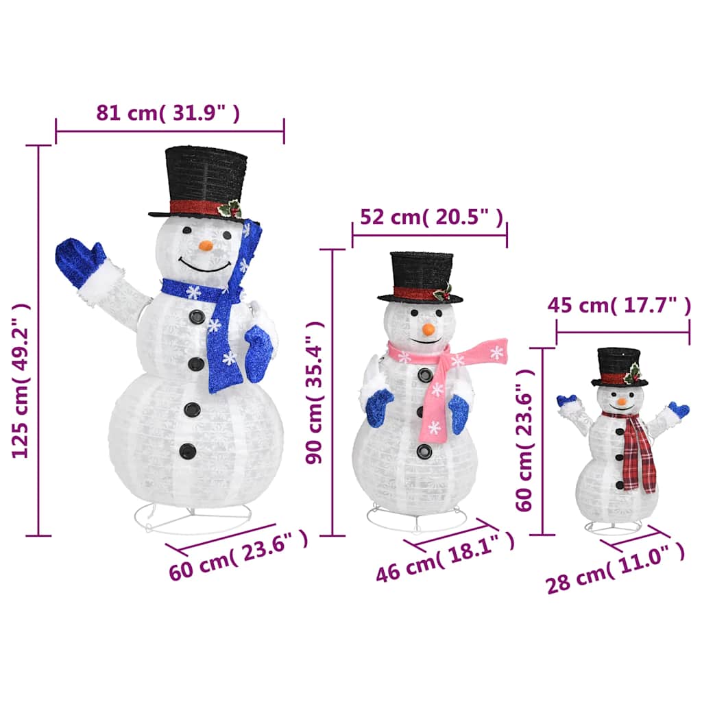 Figure Decorative Famiglia di Pupazzi di Neve LED Tessuto Lusso 329765
