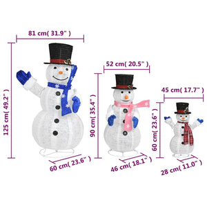 Figure Decorative Famiglia di Pupazzi di Neve LED Tessuto Lusso 329765