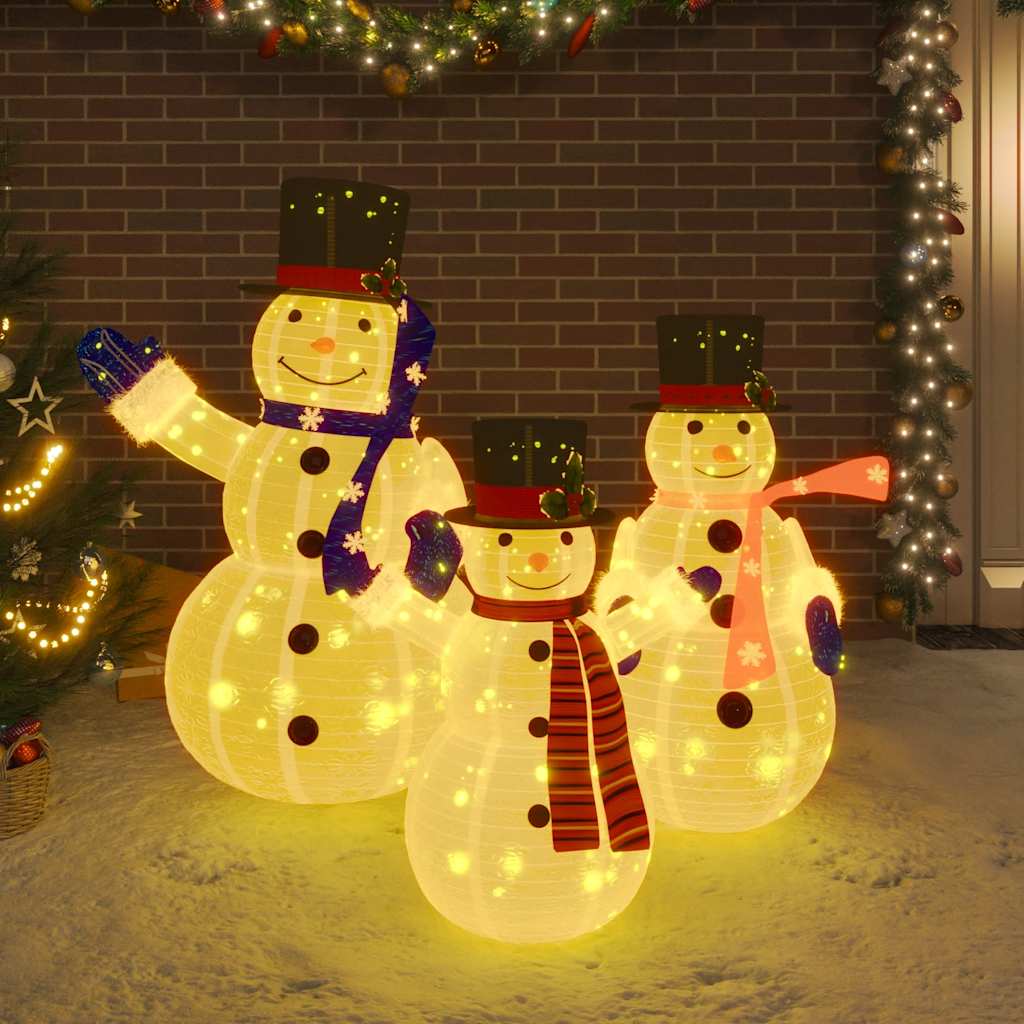Figure Decorative Famiglia di Pupazzi di Neve LED Tessuto Lusso 329765